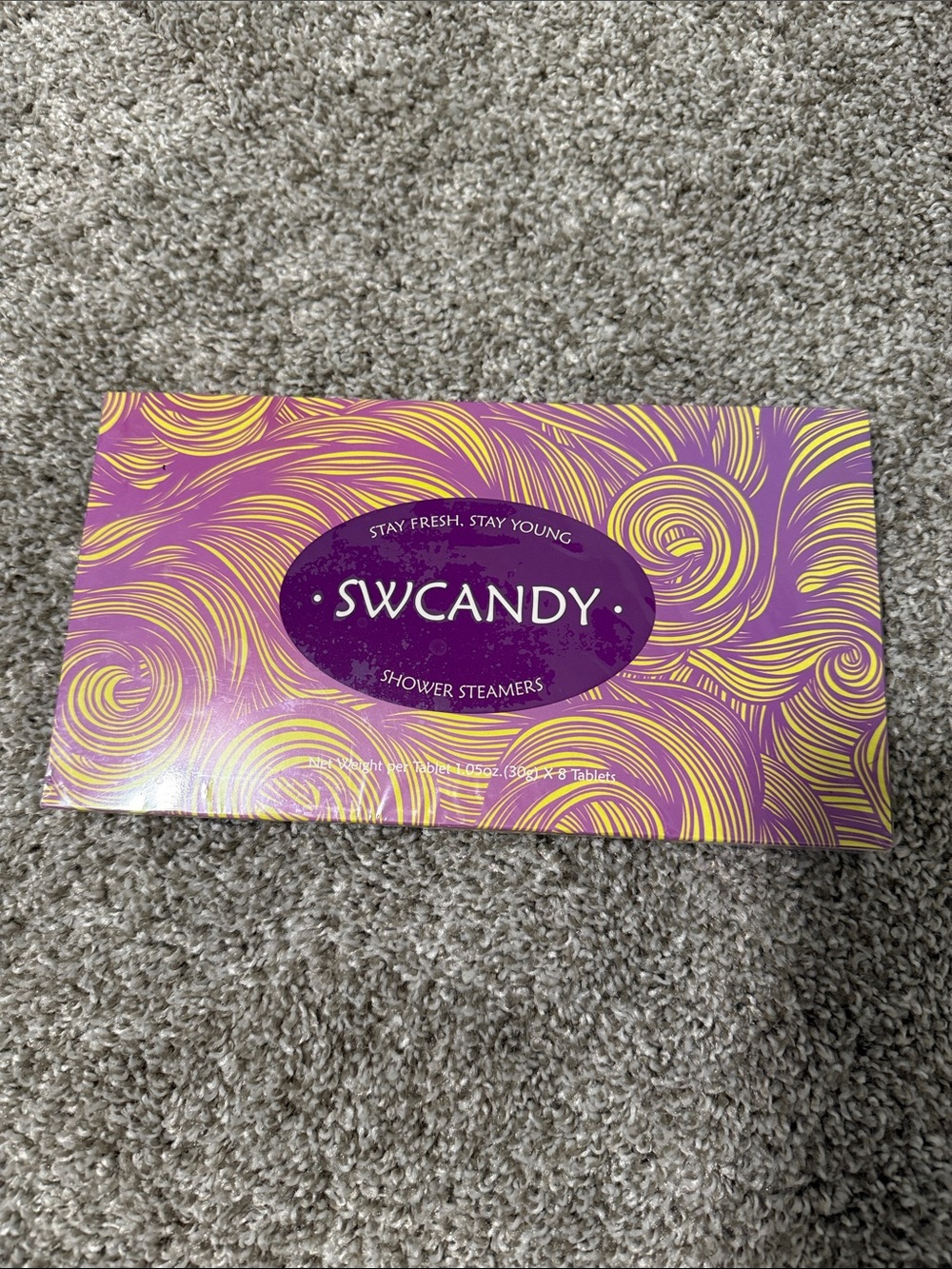 Scentsy SWCANDY Shower Steamers Purple and Yellow Box